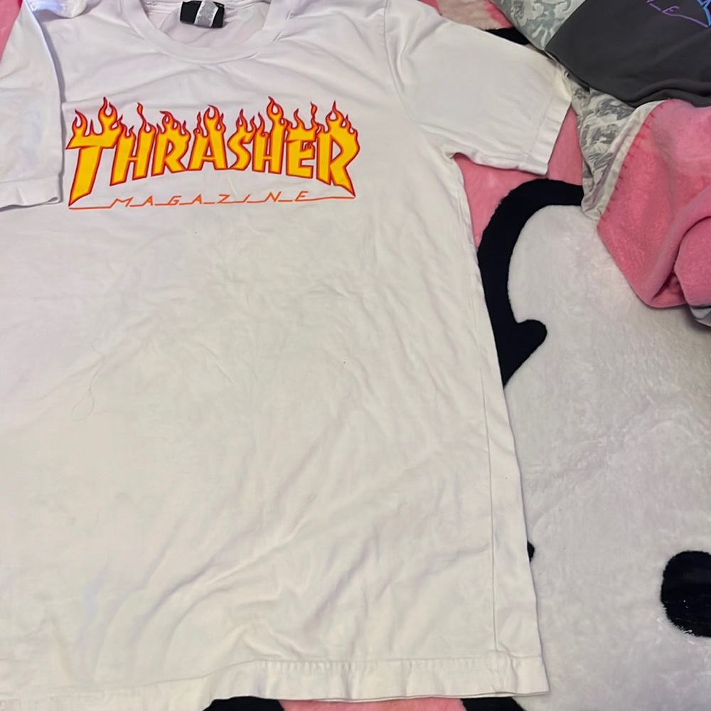 Mens Size S white with flames thrasher t shirt